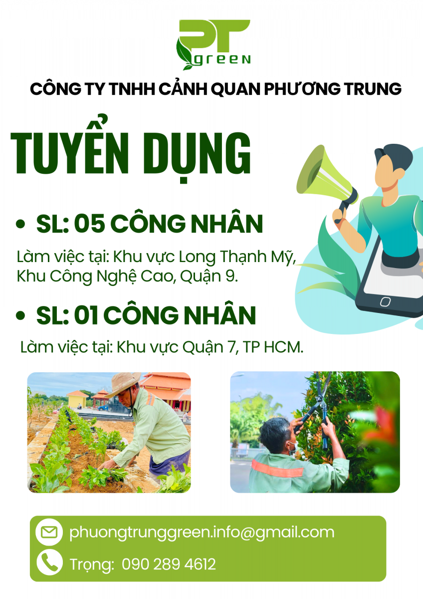 Tuyển dụng công nhân ngành cây xanh cảnh quan