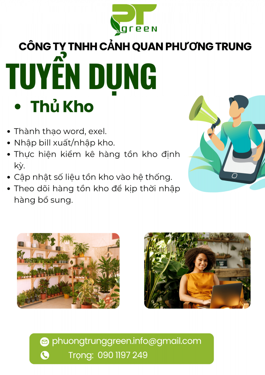 Tuyển dụng nhân viên thủ kho đi làm ngay