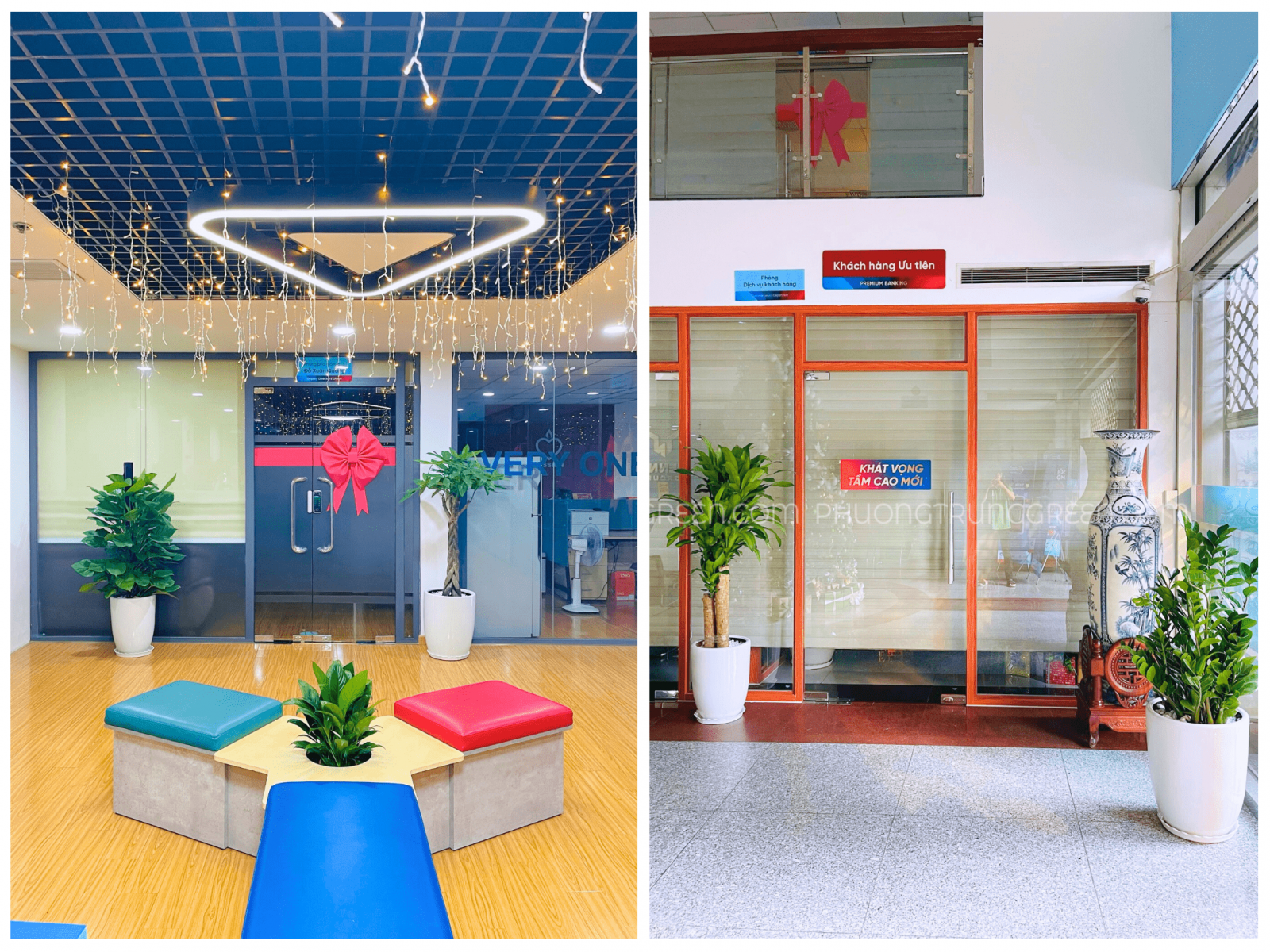 Trang trí cây xanh quầy lễ tân, sảnh chờ