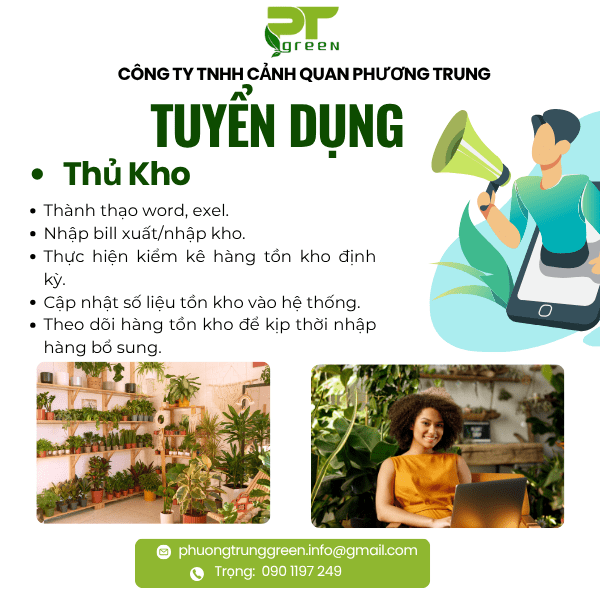 PT GREEN TUYỂN DỤNG NHÂN VIÊN THỦ KHO ĐI LÀM NGAY
